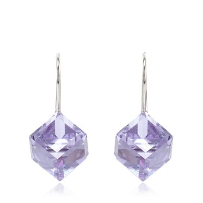 Designer sterling silver 3D provence lavender cube drop earrings